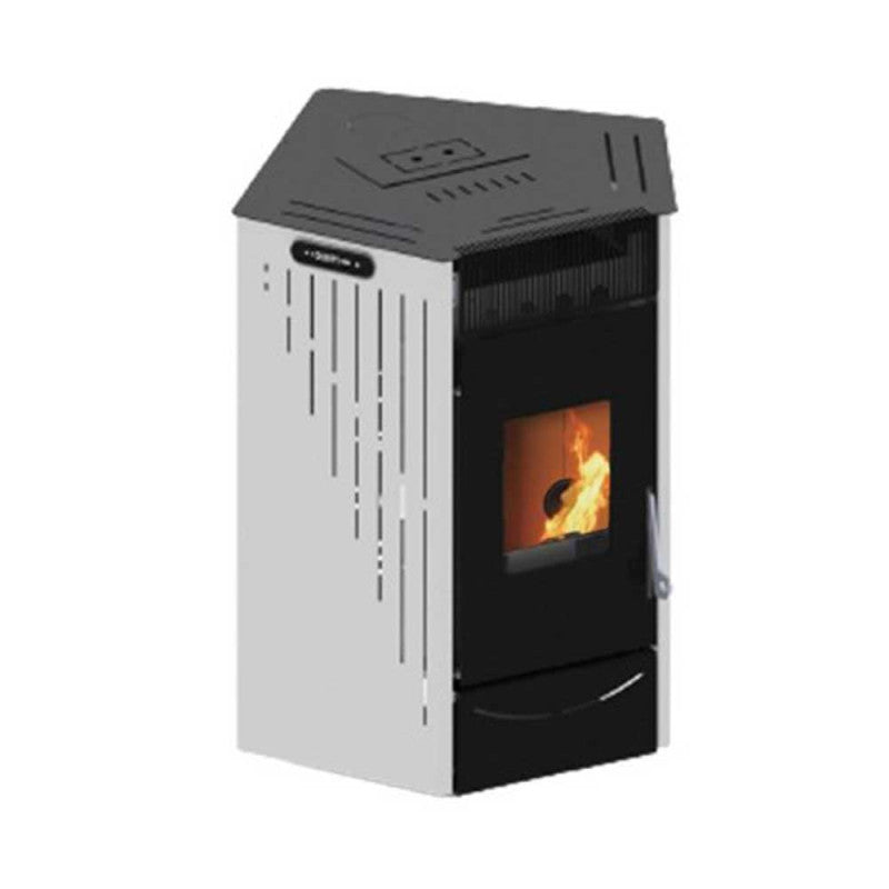 Estufa de pellets de esquina blanca Eider de 10 kW