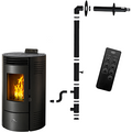 Estufa de pellets sellada negra Sannover Azora de 11,6 kW + kit de instalación