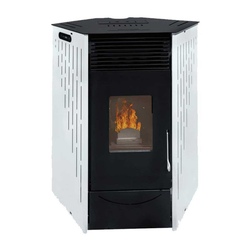 Estufa de pellets de esquina blanca Eider de 10 kW
